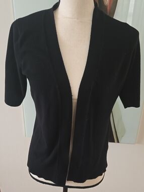 Dress Barn Black Short-Sleeve Open Front Cardigan